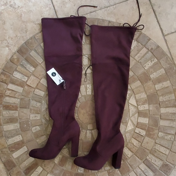 plum over the knee boots